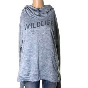 Cabelas Womens Sweatshirt Hoodie Cowl Neck Hooded Pullover Blue Gray Medium